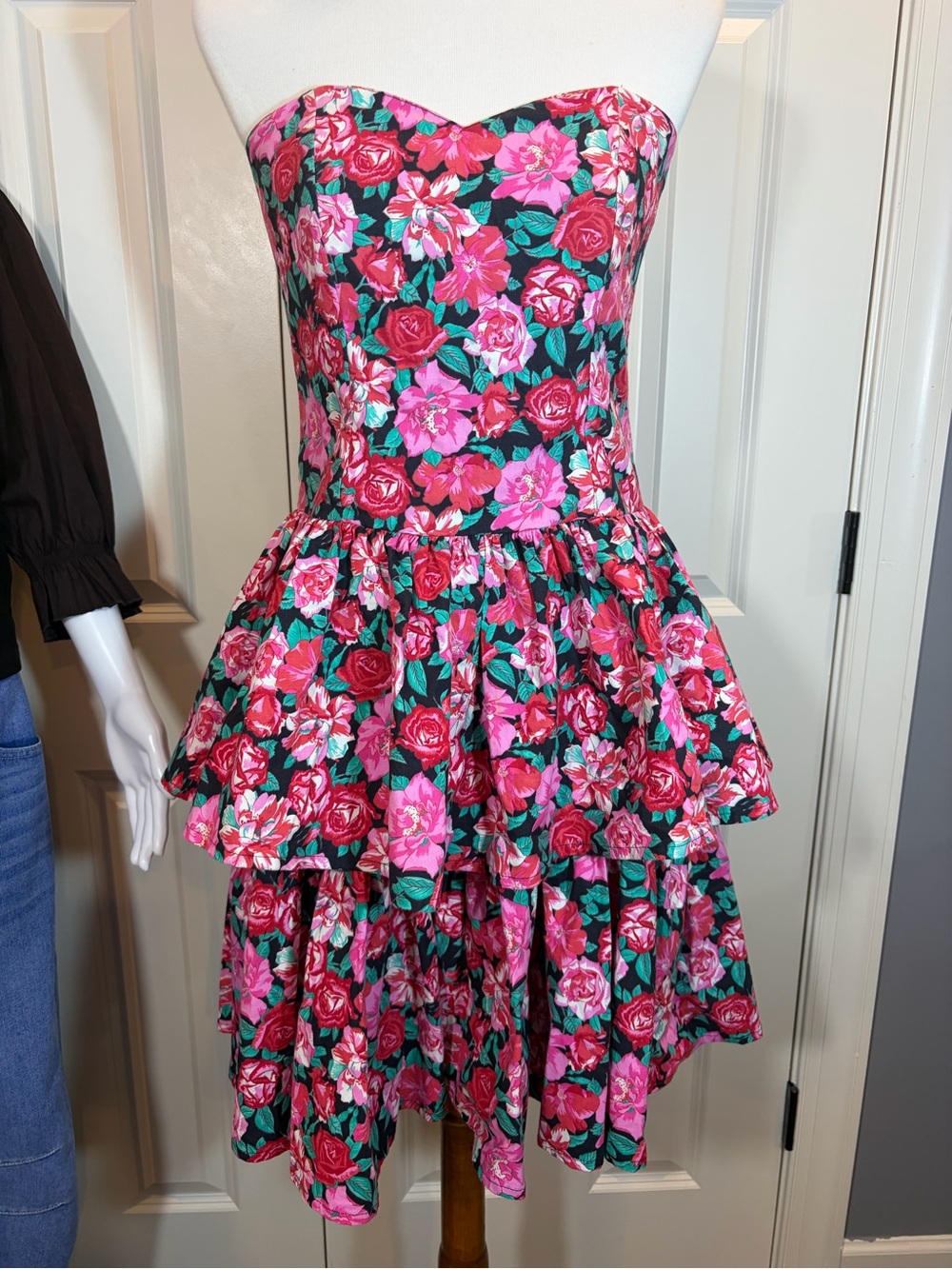 Laura Ashley Strapless Floral Tiered Dress, size 12